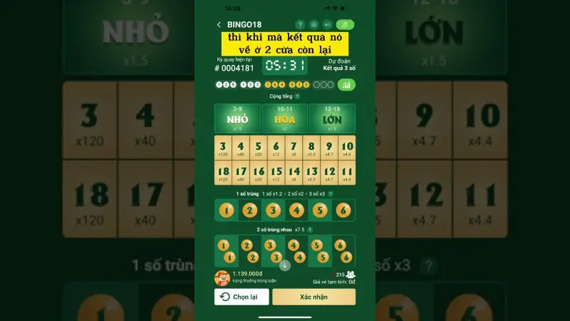 Cách chơi Bingo 18 dạng 3 số
